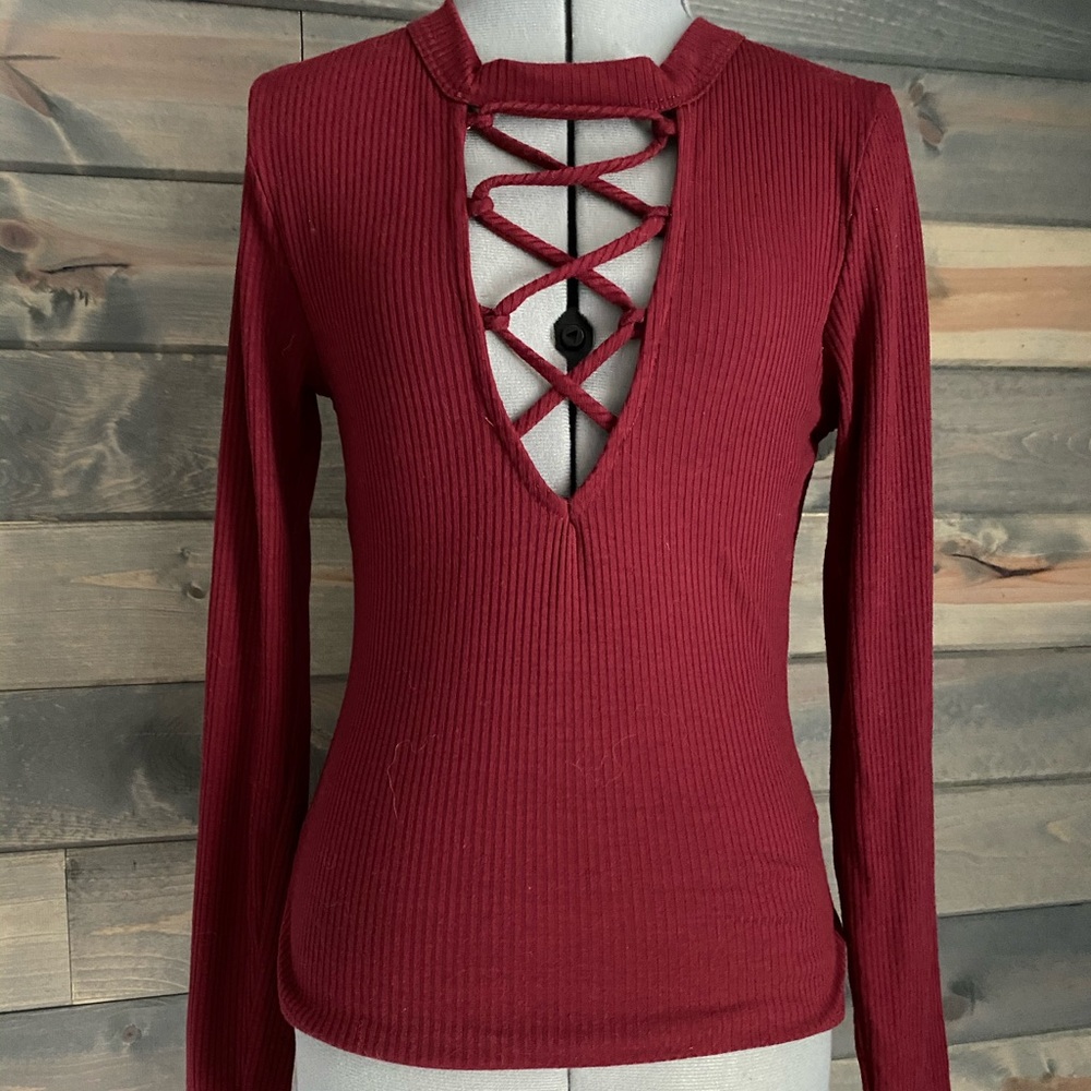 Red Charlotte Russe Criss Cross Shirt
